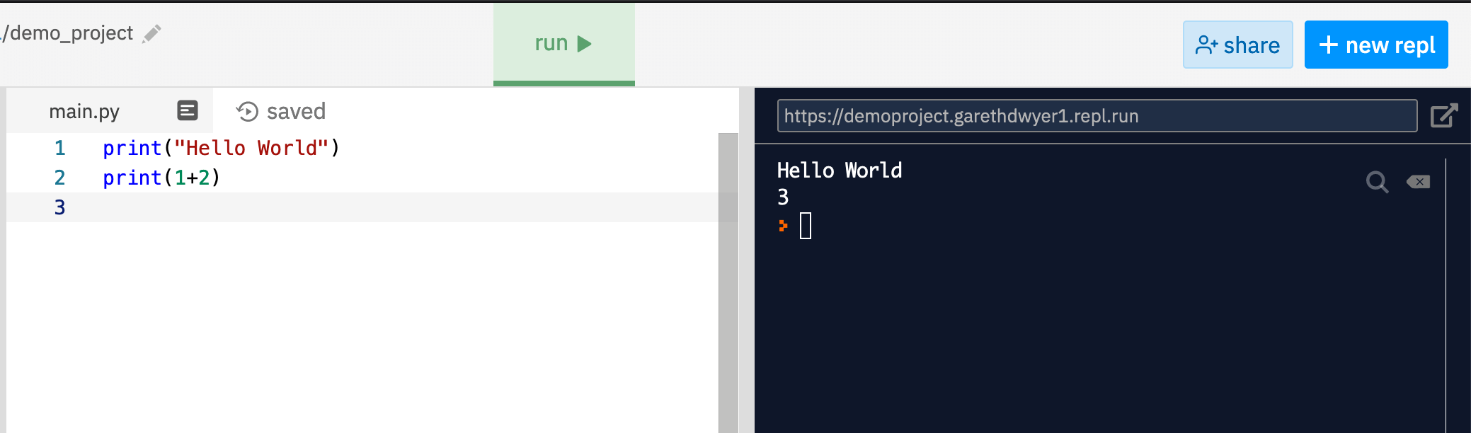 replit.com Hello World